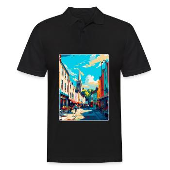 Galway Irland Uk Vintage Reiseplakat Souvenir - Männer Poloshirt - Schwarz - Vorne - Kai (181cm)