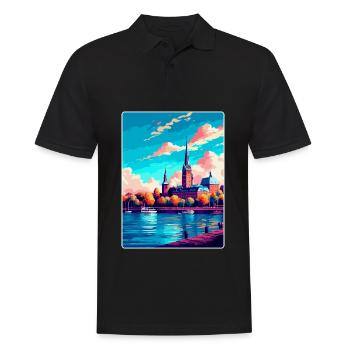 Mainz Deutschland Vintage Reiseplakat WPA Souvenir - Männer Poloshirt - Schwarz - Vorne - Kai (181cm)