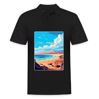 Fuerteventura Spanien Vintage Reiseplakat Souvenir - Männer Poloshirt - Schwarz - Vorne - Kai (181cm)