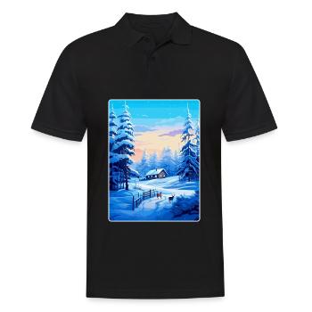 Lappland Finnland Vintage Reiseplakat Souvenir WPA - Männer Poloshirt - Schwarz - Vorne - Kai (181cm)