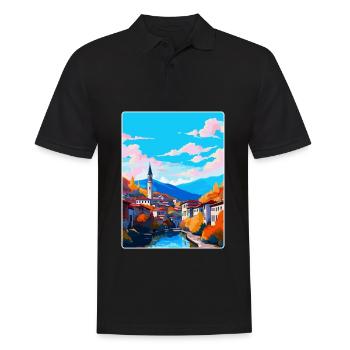 Sarajevo Bosnien Herzegowina Vintage Reiseposter - Männer Poloshirt - Schwarz - Vorne - Kai (181cm)