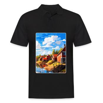 Porvoo Finlande Affiche de voyage vintage souvenir WPA - Polo Homme - noir - Devant - Kai (181cm)