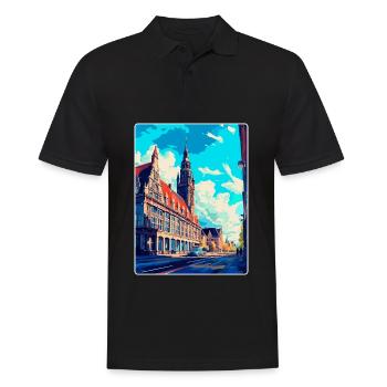 Leipzig Deutschland Vintage Reiseplakat Souvenir WPA - Männer Poloshirt - Schwarz - Vorne - Kai (181cm)