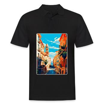 Barcelone Espagne Affiche de voyage vintage Souvenir WPA - Polo Homme - noir - Devant - Kai (181cm)