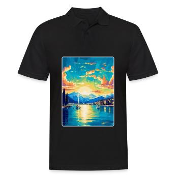 Genf Schweiz Vintage Reiseplakat Souvenir - Männer Poloshirt - Schwarz - Vorne - Kai (181cm)