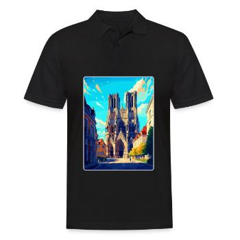 Reims Frankreich Vintage Reiseposter WPA Souvenir - Männer Poloshirt - Schwarz - Vorne - Kai (181cm)