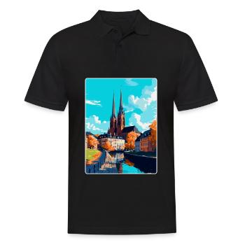 Uppsala Sweden Vintage Travel Poster Souvenir WPA - Men's Polo Shirt - black - Front - Kai (181cm)