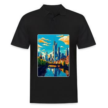 Francfort, Allemagne, Affiche de voyage vintage, souvenir - Polo Homme - noir - Devant - Kai (181cm)