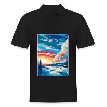 Kiruna Sweden Vintage Travel Poster WPA Souvenir - Men's Polo Shirt - black - Front - Kai (181cm)