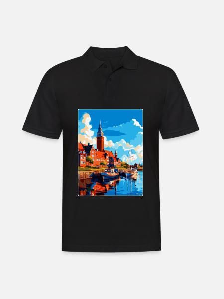 Halmstad Schweden Vintage Reiseplakat Souvenir WPA - Männer Poloshirt - Schwarz