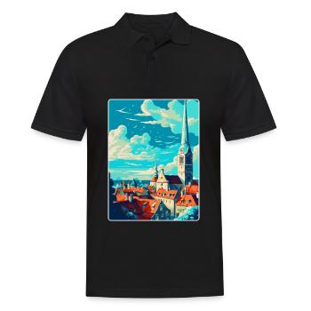 Tallinn Estland Vintage Reiseplakat Souvenir WPA - Männer Poloshirt - Schwarz - Vorne - Kai (181cm)