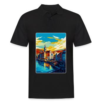 Bilbao Spain Vintage Travel Poster WPA Souvenir - Men's Polo Shirt - black - Front - Kai (181cm)