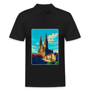 Santiago De Compostela Spain Vintage Travel Poster - Men's Polo Shirt - black - Front - Kai (181cm)