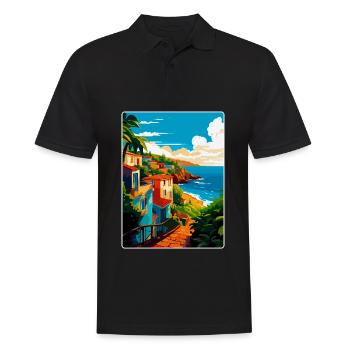 São Miguel Portugal Vintage Travel Poster Souvenir - Men's Polo Shirt - black - Front - Kai (181cm)