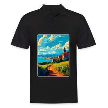 La Corogne Espagne Affiche de voyage vintage WPA Souvenir - Polo Homme - noir - Devant - Kai (181cm)