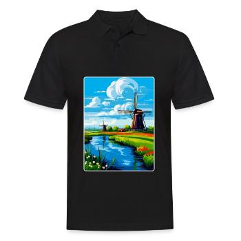Netherlands Vintage Travel Poster WPA Art Souvenir - Men's Polo Shirt - black - Front - Kai (181cm)