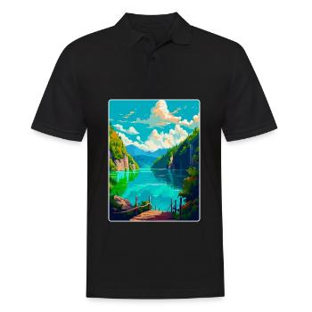 Nationalpark Plitvicer Seen Kroatien Reiseplakat - Männer Poloshirt - Schwarz - Vorne - Kai (181cm)