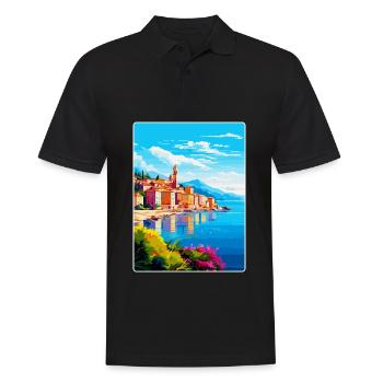 La Spezia Italien Vintage Reiseplakat Souvenir WPA - Männer Poloshirt - Schwarz - Vorne - Kai (181cm)