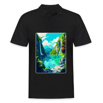 Nationalpark Plitvicer Seen Kroatien Reiseplakat - Männer Poloshirt - Schwarz - Vorne - Kai (181cm)