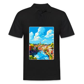 Turku Finnland Vintage Reiseplakat WPA Souvenir - Männer Poloshirt - Schwarz - Vorne - Kai (181cm)