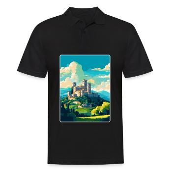 Assise, Italie, Affiche de voyage vintage, WPA, Souvenir - Polo Homme - noir - Devant - Kai (181cm)