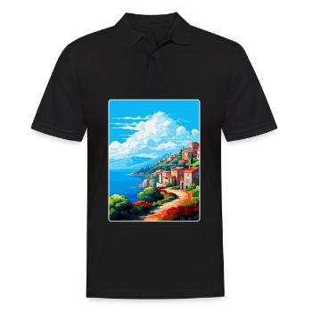 Elba Italien Vintage Reiseplakat Souvenir Souvenir - Männer Poloshirt - Schwarz - Vorne - Kai (181cm)