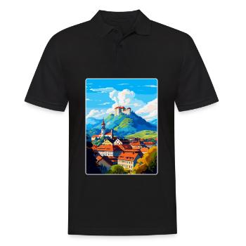 Ljubljana Slovénie Affiche de voyage vintage souvenir - Polo Homme - noir - Devant - Kai (181cm)