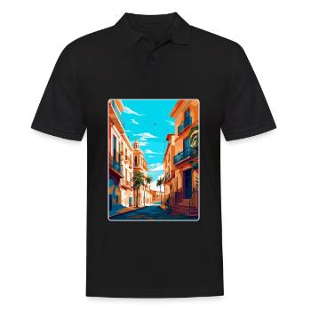 Valencia Spanien Vintage Reiseplakat Souvenir WPA - Männer Poloshirt - Schwarz - Vorne - Kai (181cm)