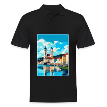 Passau Allemagne Affiche de voyage vintage Souvenir WPA - Polo Homme - noir - Devant - Kai (181cm)