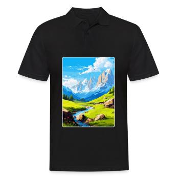 Picos De Europa National Park Spain Travel Poster - Men's Polo Shirt - black - Front - Kai (181cm)