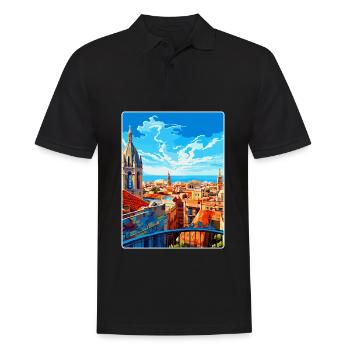 Barcelone Espagne Affiche de voyage vintage Souvenir WPA - Polo Homme - noir - Devant - Kai (181cm)