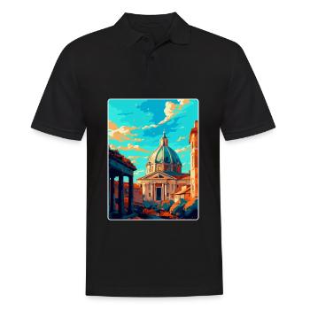 Rome Italy Vintage Travel Poster Souvenir Postcard - Men's Polo Shirt - black - Front - Kai (181cm)
