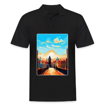 Prague République tchèque Affiche de voyage vintage WPA - Polo Homme - noir - Devant - Kai (181cm)