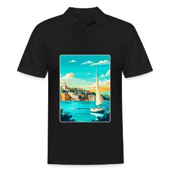Ibiza Spain Vintage Travel Poster WPA Art Souvenir - Men's Polo Shirt - black - Front - Kai (181cm)