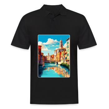 Girona Spain Vintage Travel Poster WPA Souvenir - Men's Polo Shirt - black - Front - Kai (181cm)