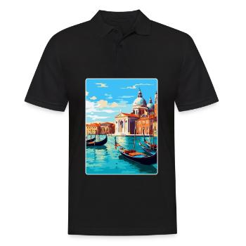 Venedig Italien Vintage Reiseplakat WPA Souvenir - Männer Poloshirt - Schwarz - Vorne - Kai (181cm)