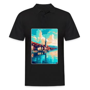 Zurich Suisse Affiche de voyage vintage souvenir - Polo Homme - noir - Devant - Kai (181cm)