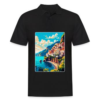 Amalfi Italie Affiche de voyage vintage WPA Souvenir - Polo Homme - noir - Devant - Kai (181cm)