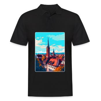 Freiburg Germany Vintage Travel Poster Souvenir - Men's Polo Shirt - black - Front - Kai (181cm)