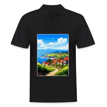 Basque Country Spain Vintage Travel Poster WPA Art - Men's Polo Shirt - black - Front - Kai (181cm)