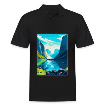 Die Fjorde Norwegen Vintage Reiseplakat Souvenir - Männer Poloshirt - Schwarz - Vorne - Kai (181cm)