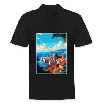 Dubrovnik Croatie Poster de voyage vintage souvenir - Polo Homme - noir - Devant - Kai (181cm)