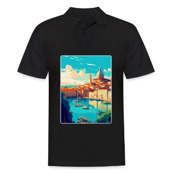 Marseille France Vintage Poster De Voyage Souvenir - Polo Homme - noir - Devant - Kai (181cm)