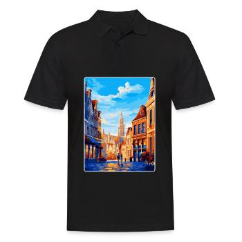 Brussels Belgium Vintage Travel Poster Souvenir - Men's Polo Shirt - black - Front - Kai (181cm)
