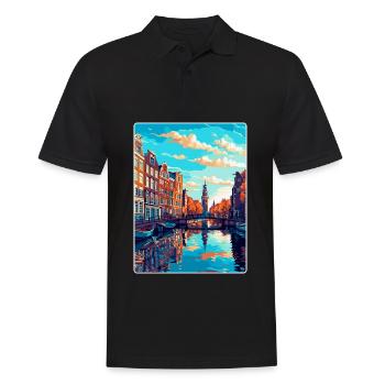 Amsterdam Netherlands Vintage Travel Poster WPA - Men's Polo Shirt - black - Front - Kai (181cm)