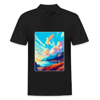 Bergen Norway Vintage Travel Poster WPA Souvenir - Men's Polo Shirt - black - Front - Kai (181cm)