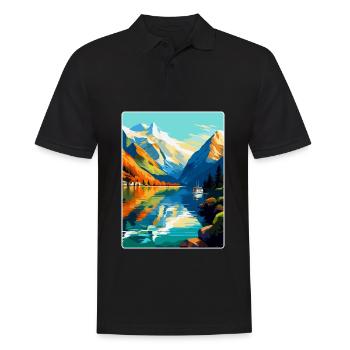 Die Fjorde Norwegen Vintage Reiseplakat Souvenir - Männer Poloshirt - Schwarz - Vorne - Kai (181cm)