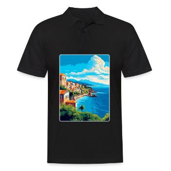 Sicily Italy Vintage Travel Poster WPA Souvenir - Men's Polo Shirt - black - Front - Kai (181cm)