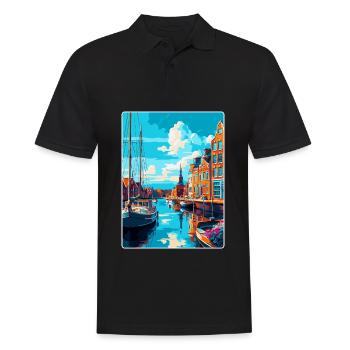 Dordrecht Niederlande Vintage Reiseposter WPA - Männer Poloshirt - Schwarz - Vorne - Kai (181cm)