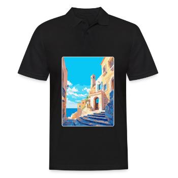 Rhodes Grèce Vintage Voyage Poster WPA Souvenir - Polo Homme - noir - Devant - Kai (181cm)